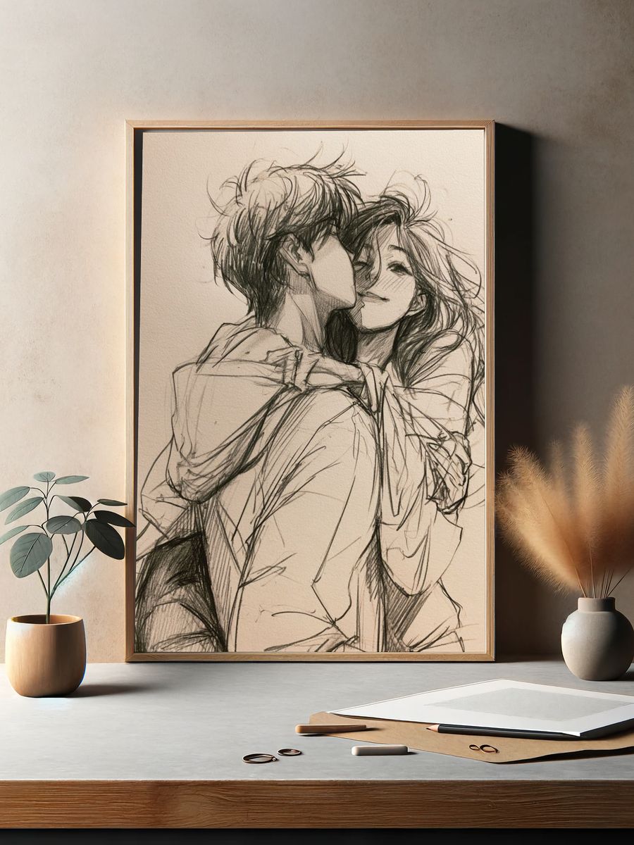 Tender Embrace Sketch Poster. — room view 2