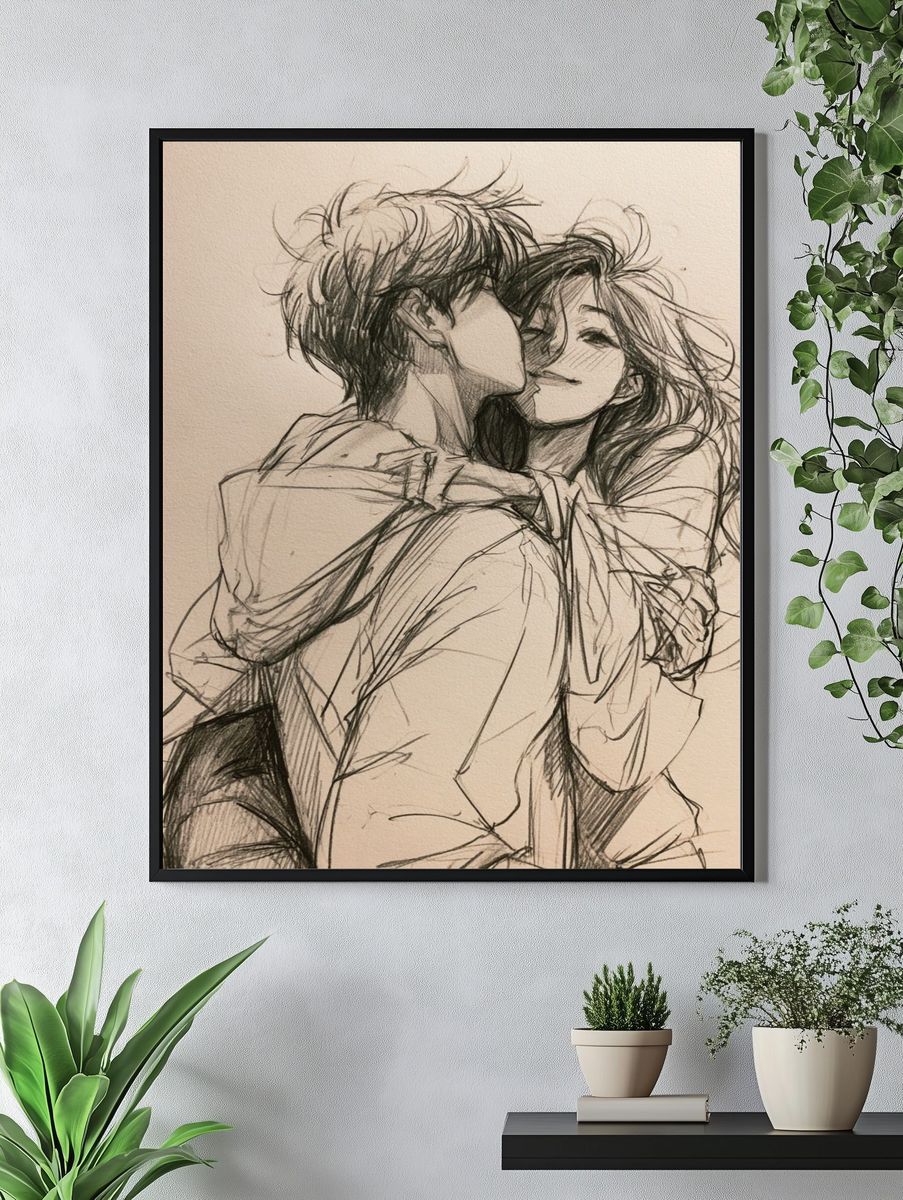 Tender Embrace Sketch Poster. — room view 4
