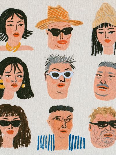 Eclectic Portrait Faces Illustration Poster.