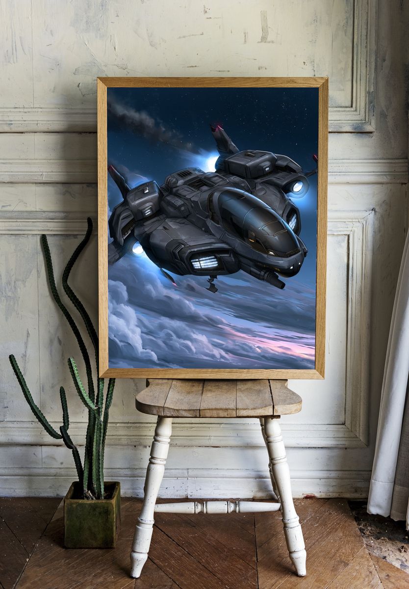 Futuristic Spacecraft Digital Art Poster. room preview