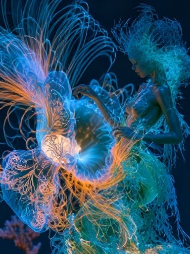 Neon Jellyfish Dance Illustration Poster. poster — illustration art