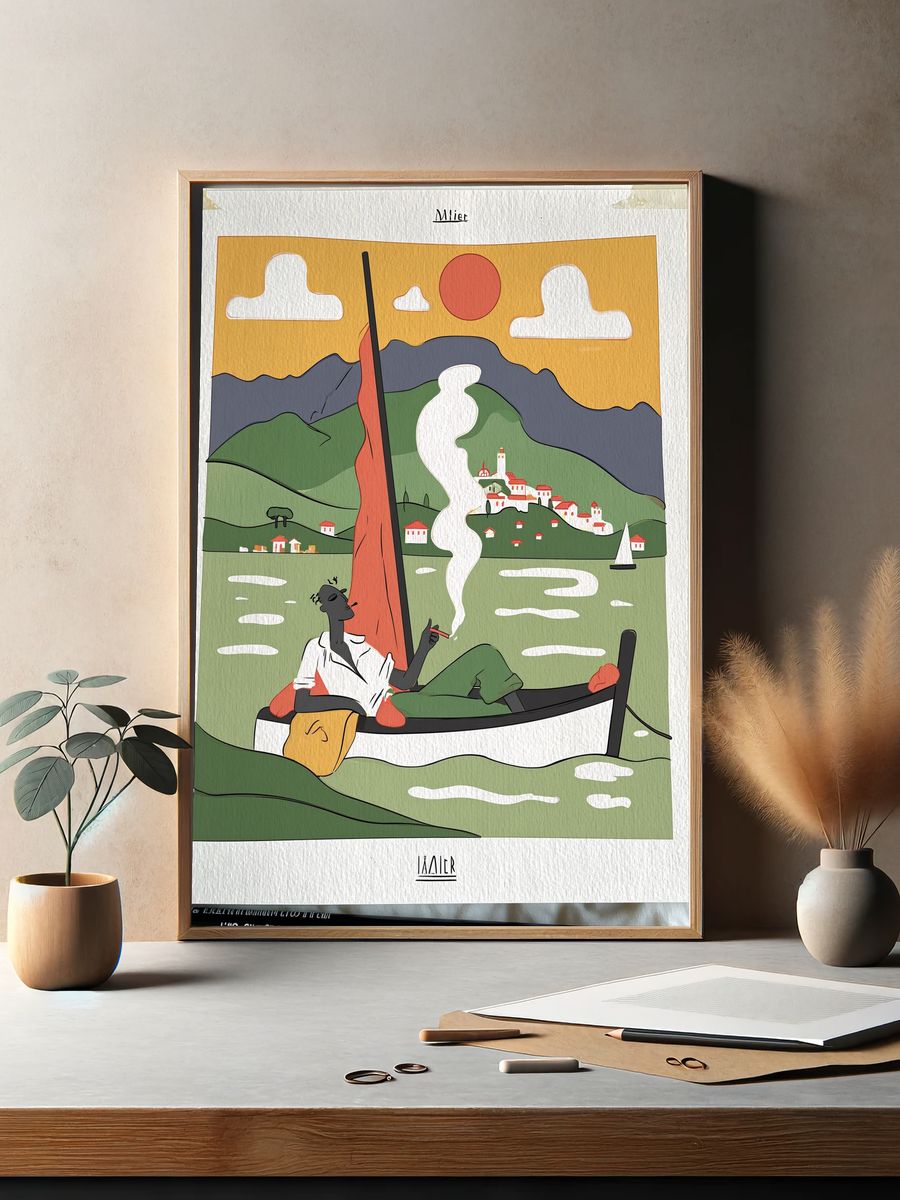 Mediterranean Sailor Illustration Poster. — room view 2
