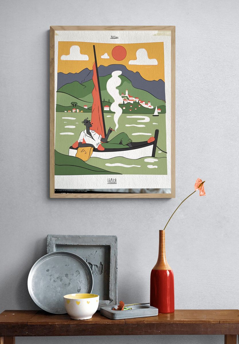 Mediterranean Sailor Illustration Poster. — room view 3