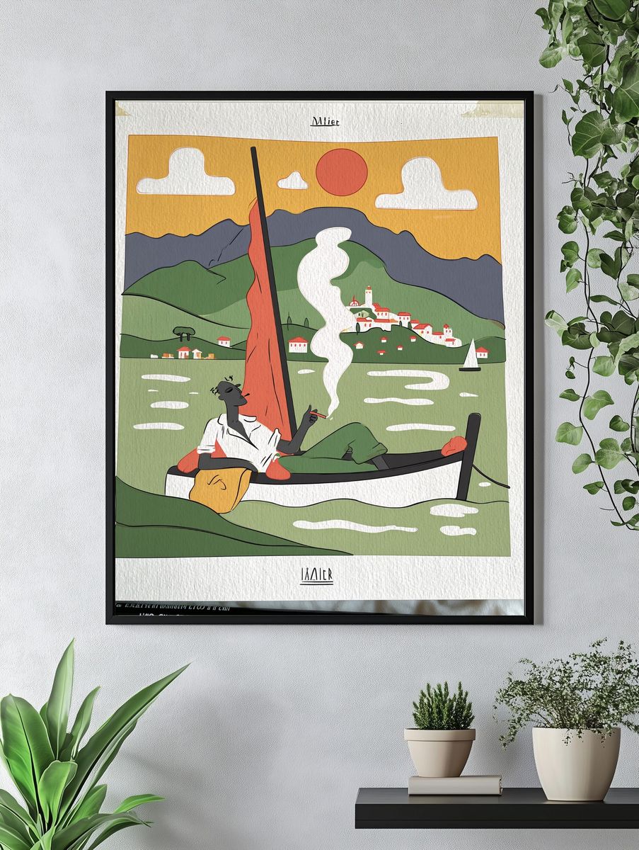 Mediterranean Sailor Illustration Poster. — room view 4