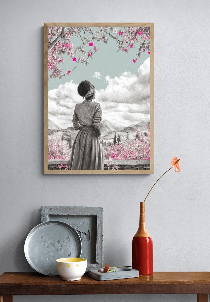 Dreamy Woman in Bloom Poster. — room view 3