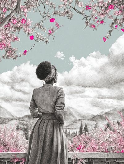 Dreamy Woman in Bloom Poster.