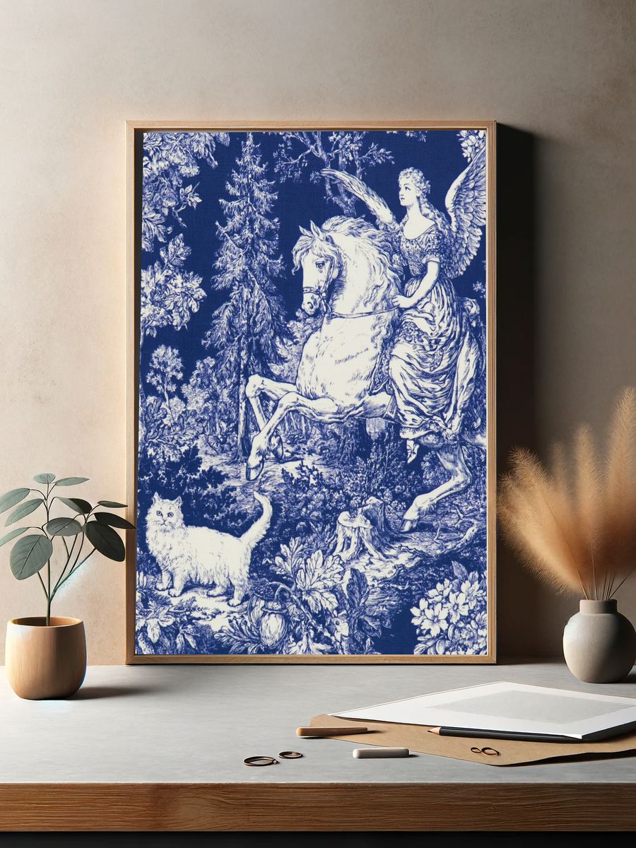 Angel on Horse Toile Print. — room view 2