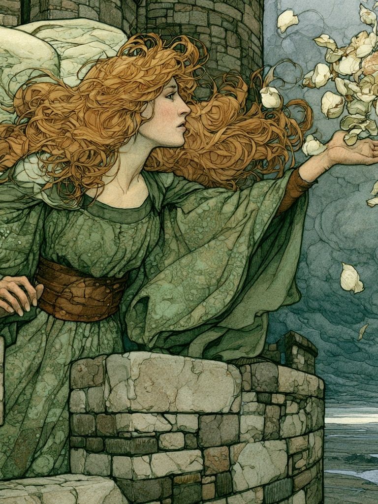 Windblown Maiden Illustration Poster. poster — illustration art