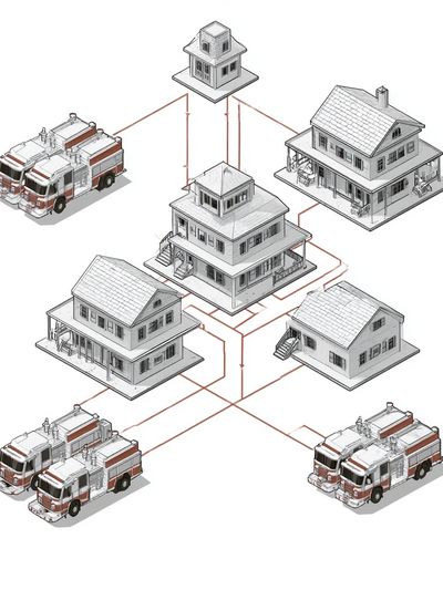Fire Station Network Illustration Poster. poster
