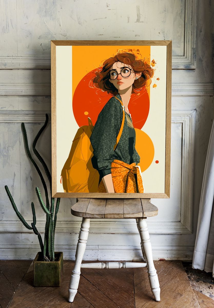 Curious Girl Illustration Poster. room preview