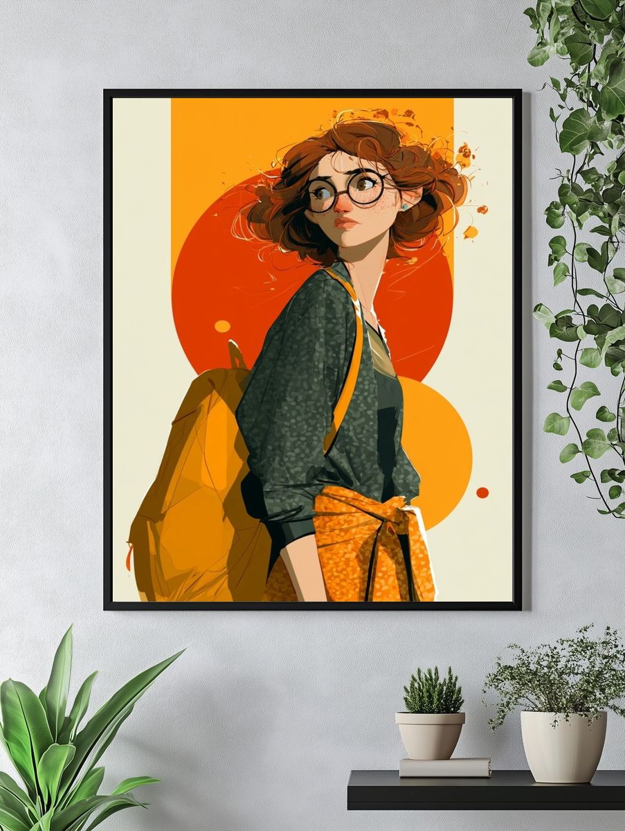 Curious Girl Illustration Poster. — room view 4