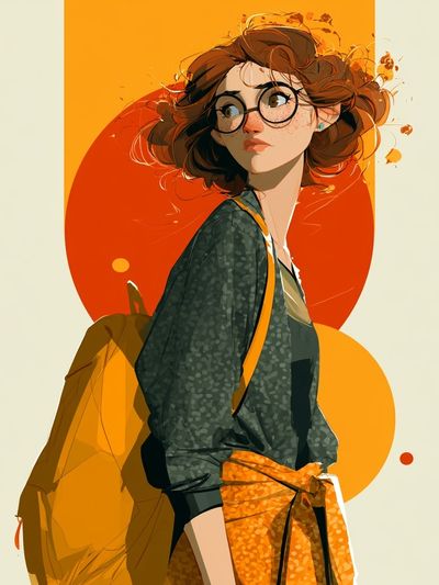 Curious Girl Illustration Poster.