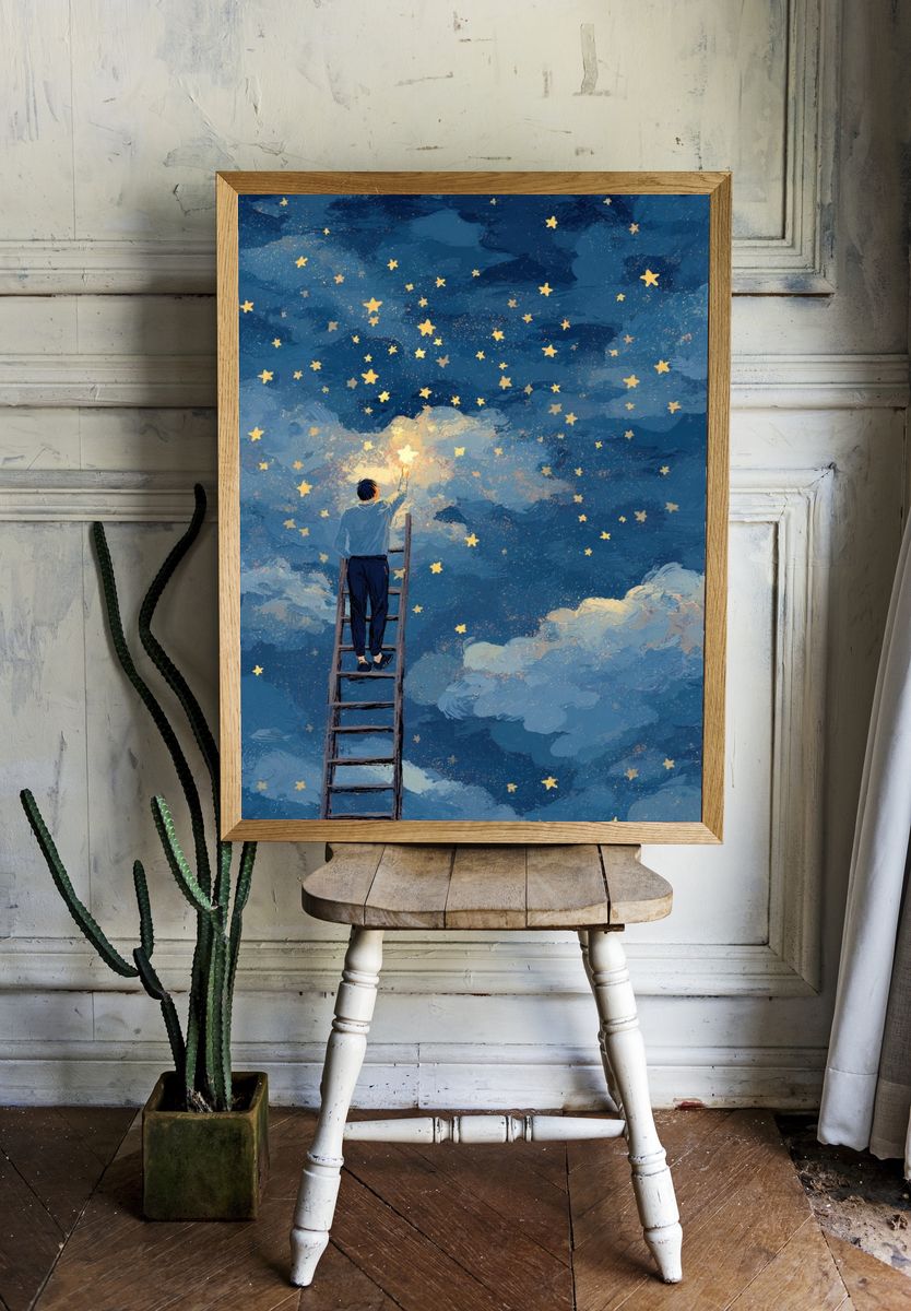 Stairway to the Stars Illustration Poster. — room view 1