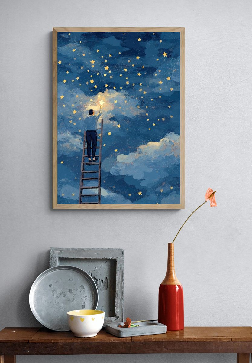 Stairway to the Stars Illustration Poster. — room view 3