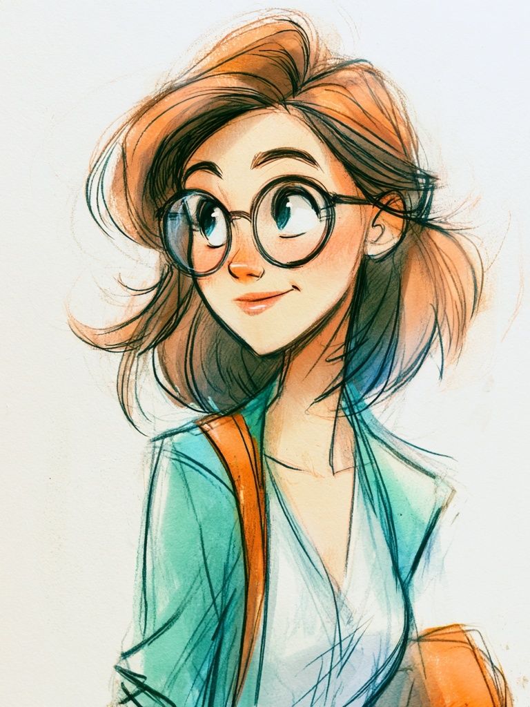 Girl with Glasses Illustration Poster. poster detail
