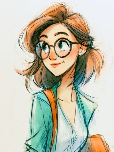 Girl with Glasses Illustration Poster. poster
