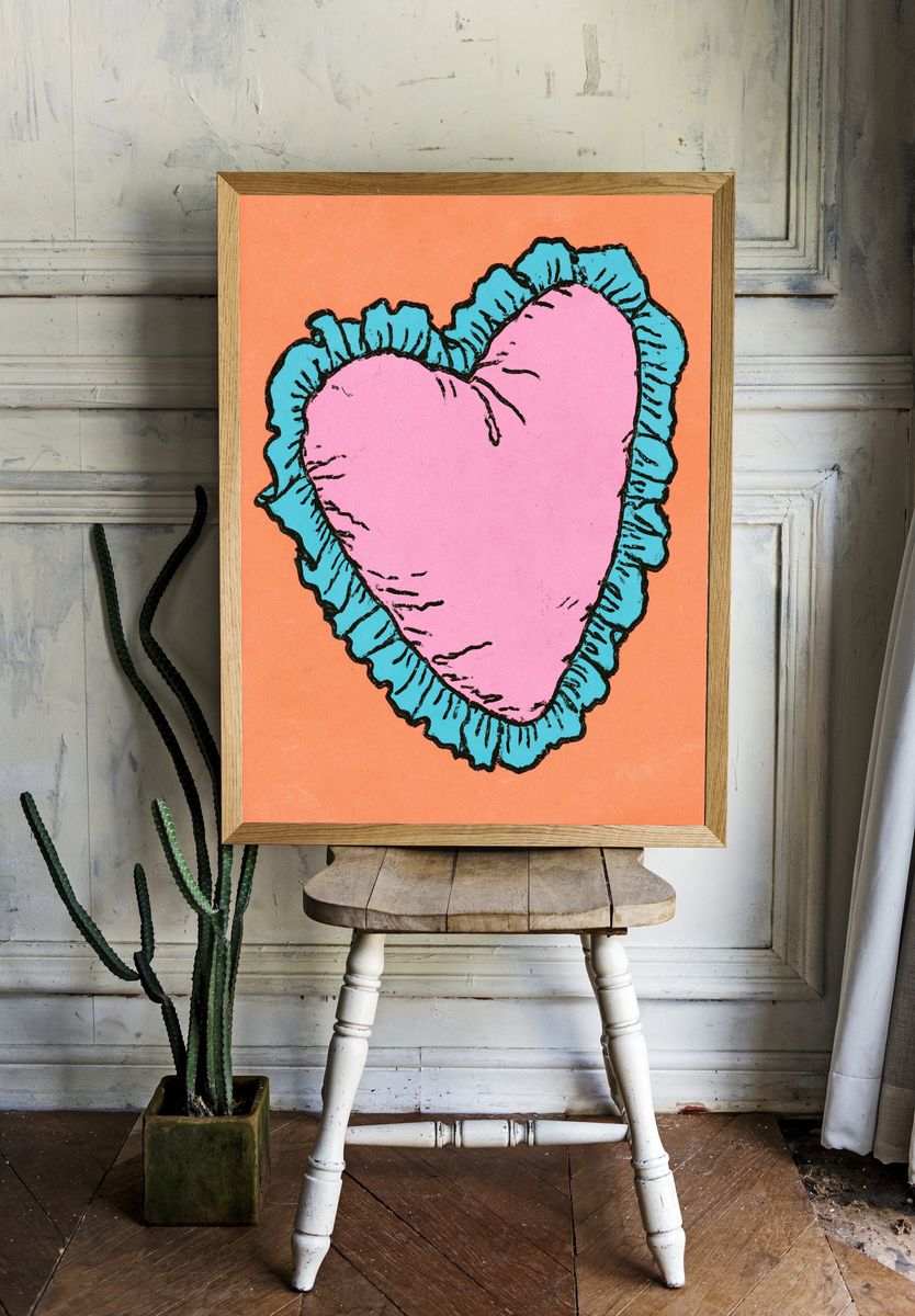 Pink Heart Illustration Poster. — room view 1