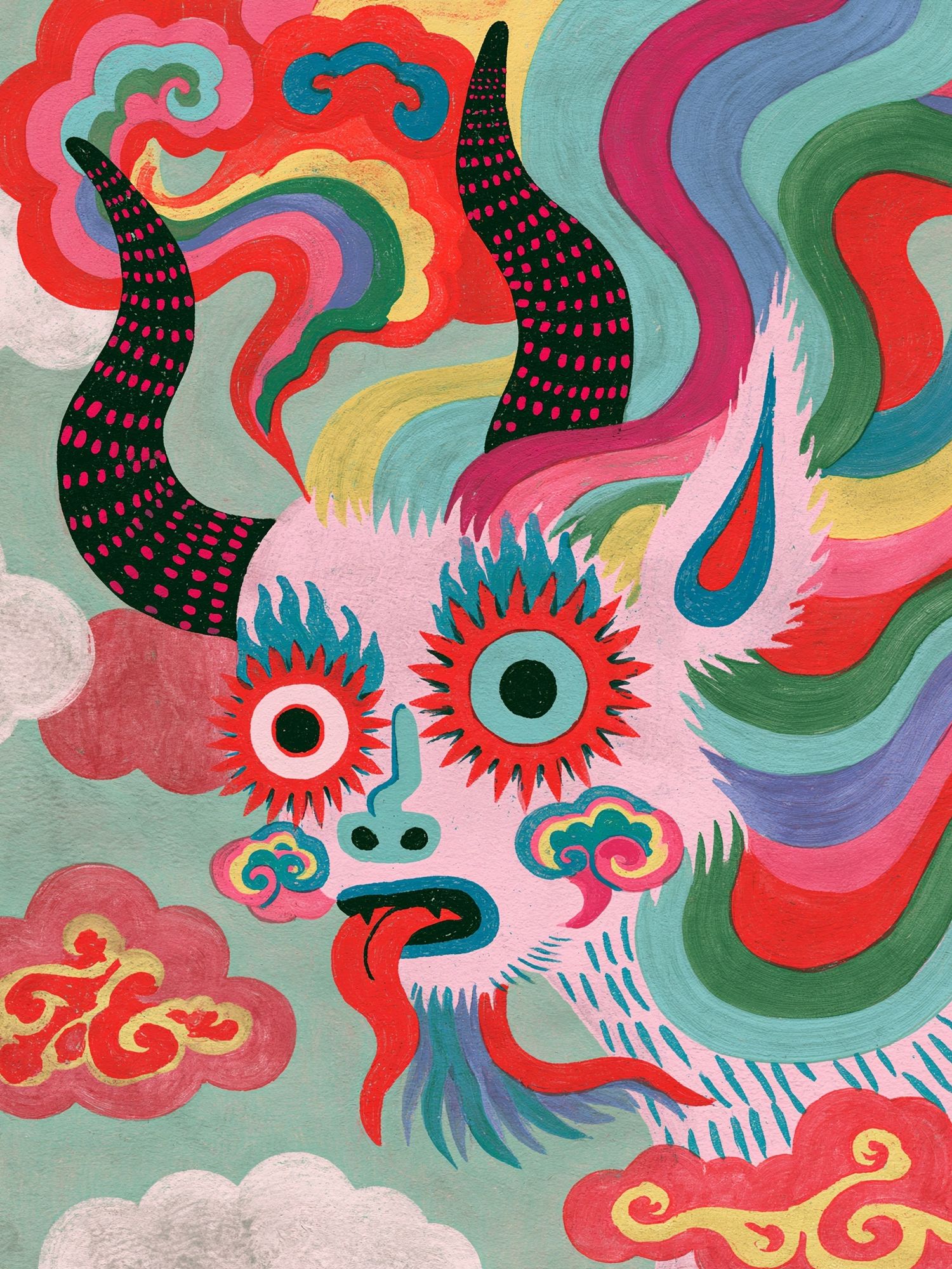 Mythic Dragon Illustration Poster. poster — illustration art
