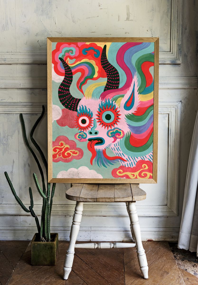 Mythic Dragon Illustration Poster. — room view 1