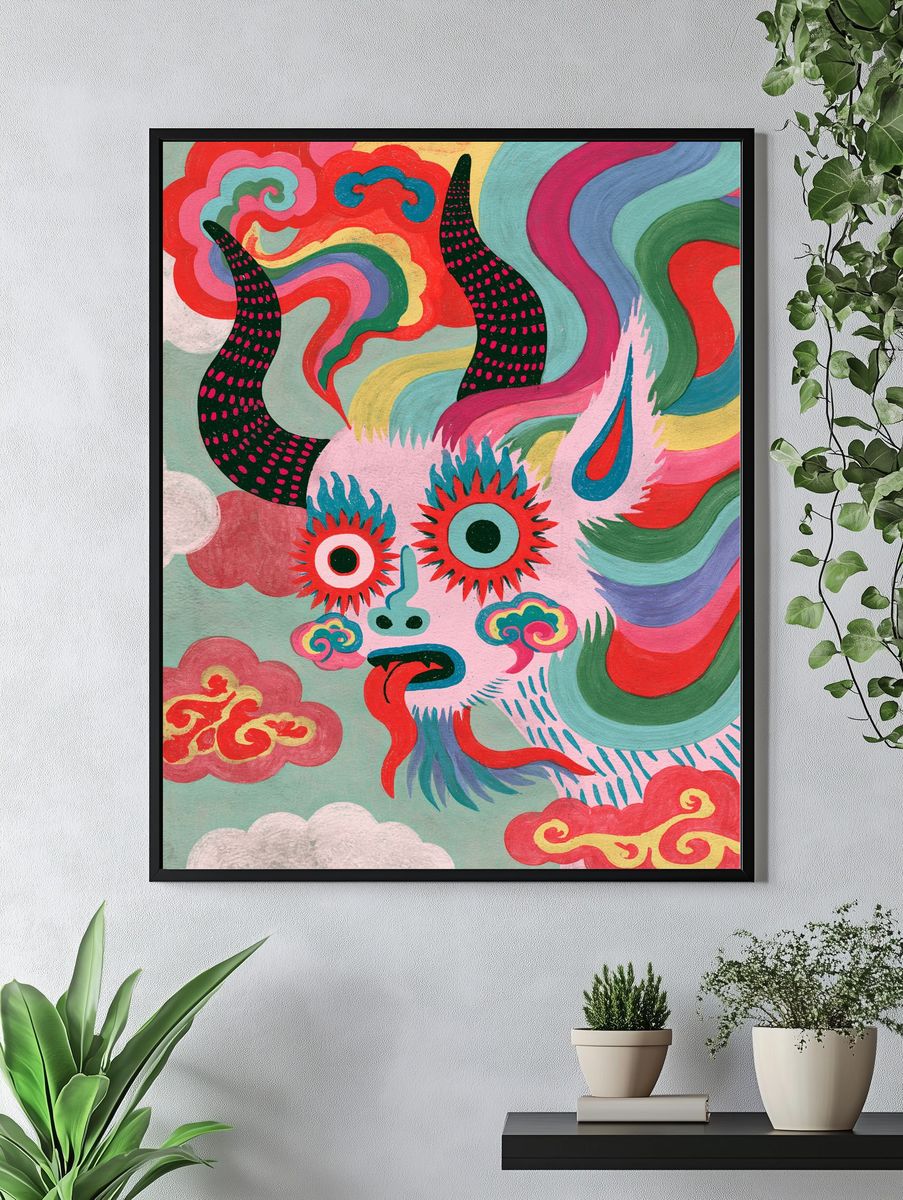 Mythic Dragon Illustration Poster. — room view 4