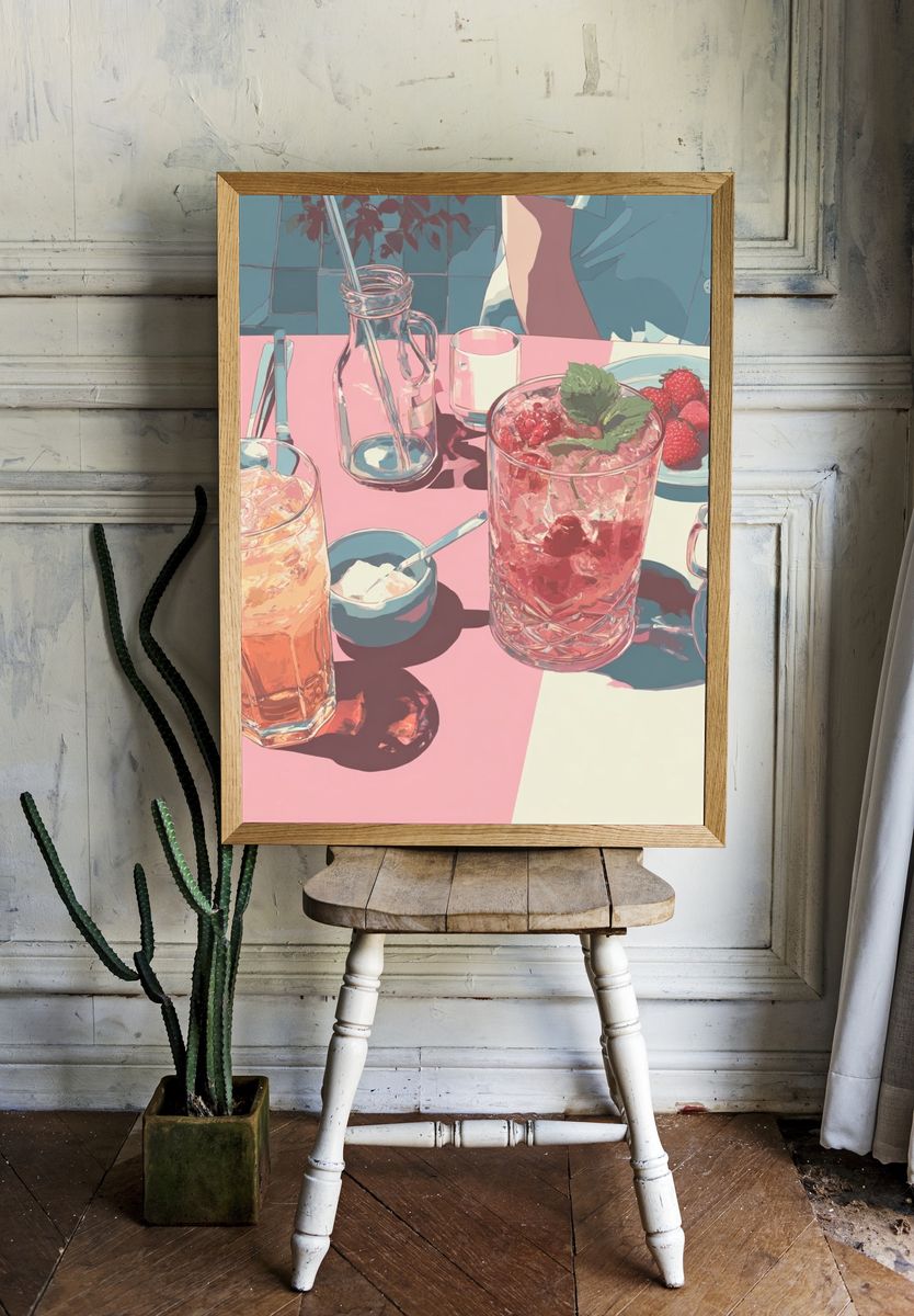 Pastel Brunch Table Illustration Poster. — room view 1