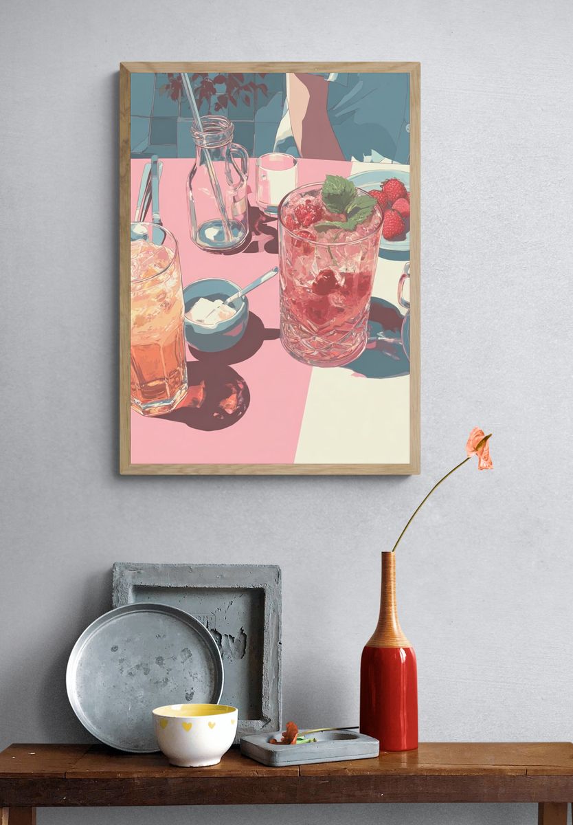 Pastel Brunch Table Illustration Poster. — room view 3