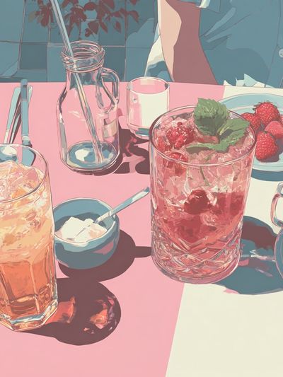 Pastel Brunch Table Illustration Poster. poster print
