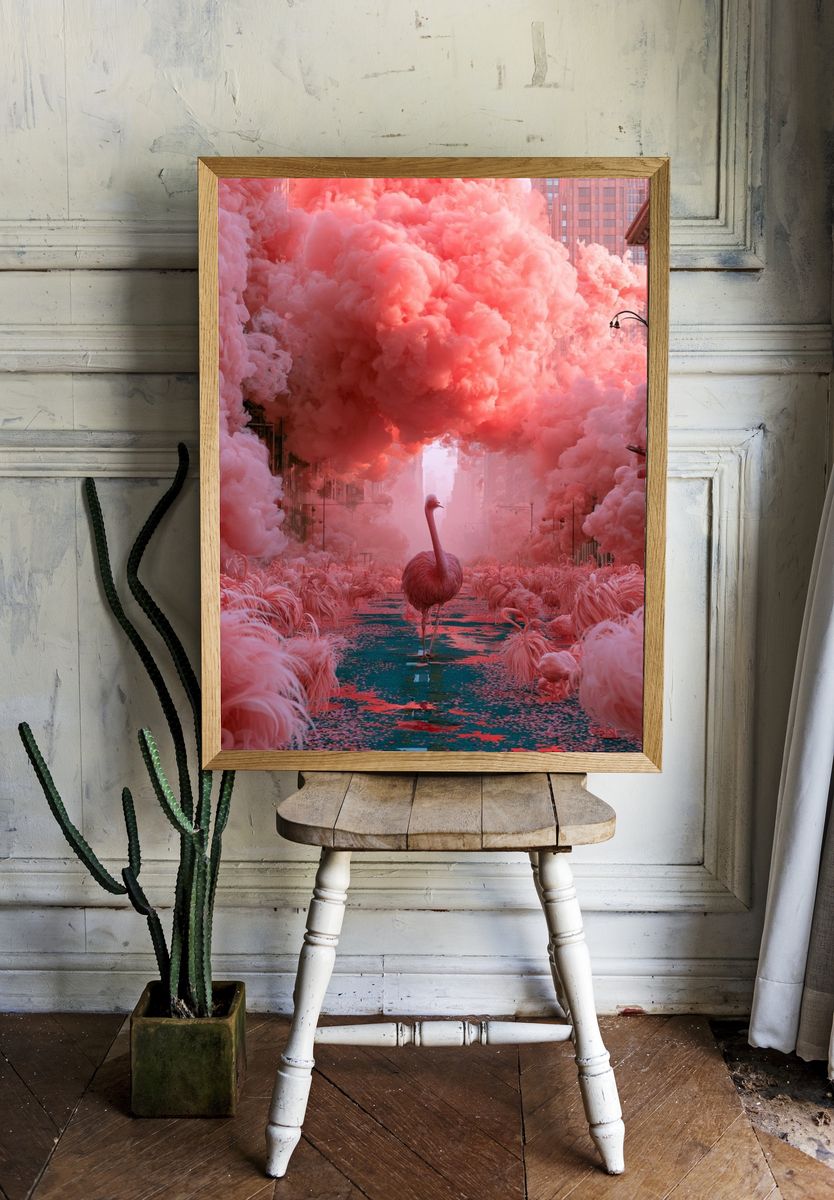 Pink Flamingo Dreamscape Poster. room preview
