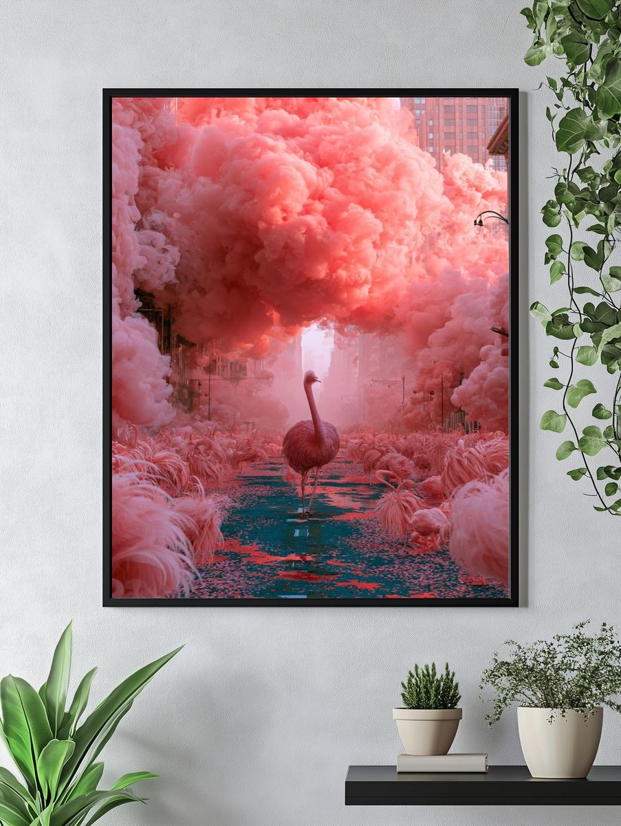 Pink Flamingo Dreamscape Poster. — room view 4