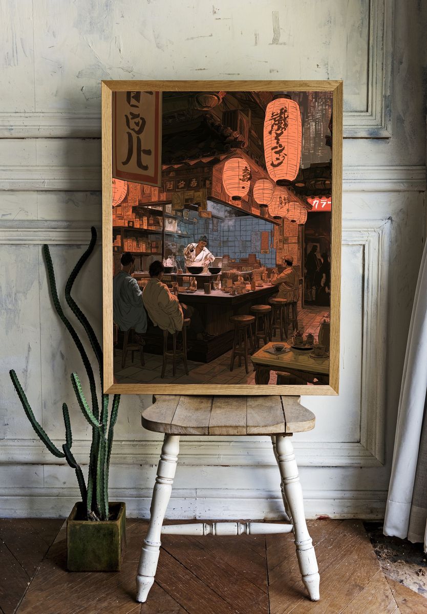 Tokyo Ramen Alley Illustration Poster. room preview
