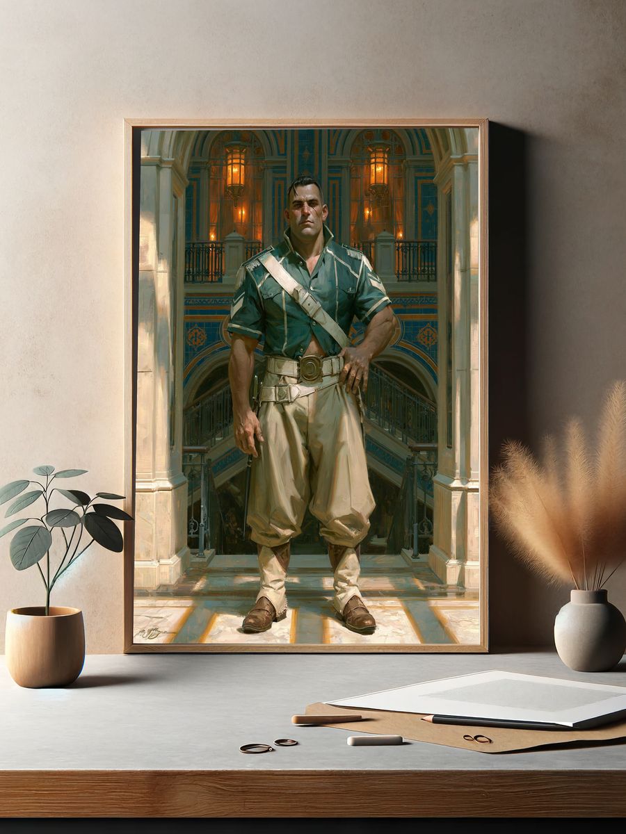 Regal Warrior Portrait Print. — room view 2