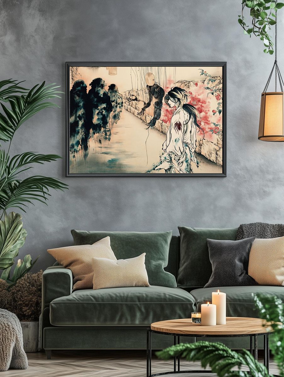 Geisha Watercolor Ink Poster. — room view 4