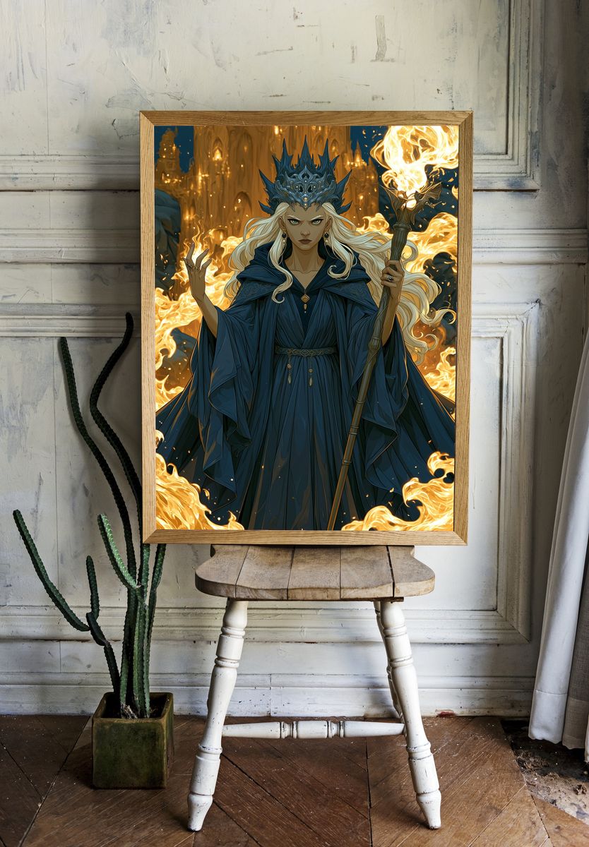 Fire Queen Fantasy Illustration Poster. room preview