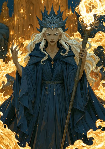 Fire Queen Fantasy Illustration Poster.