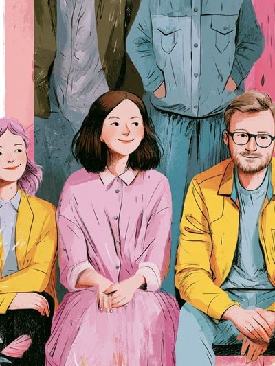 Pastel Group Portrait Illustration Poster.