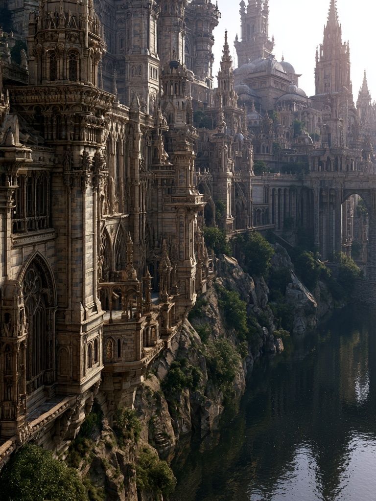 Fantasy Gothic Cityscape Print. poster — illustration art