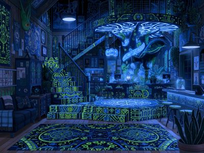 Neon Treehouse Interior Print.