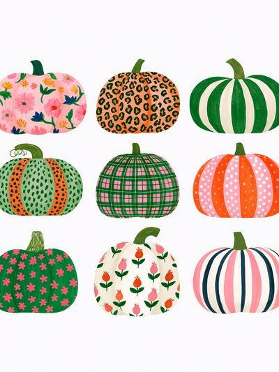 Patterned Pumpkins Illustration Poster. poster print