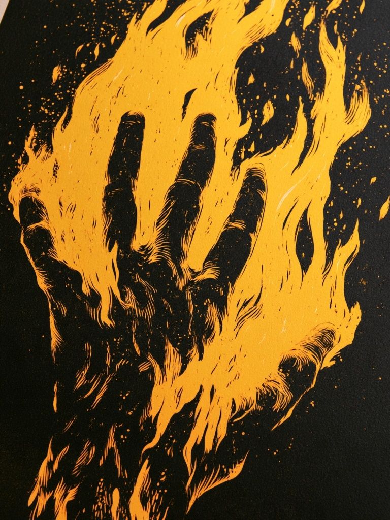 Flaming Hand Illustration Poster. poster — illustration art