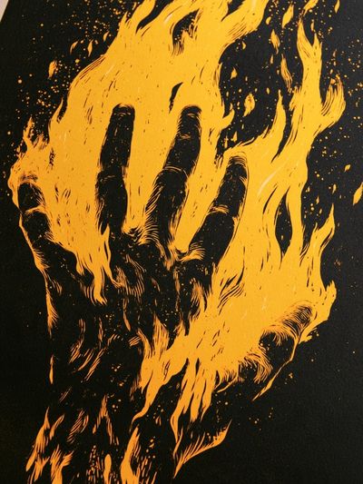 Flaming Hand Illustration Poster.
