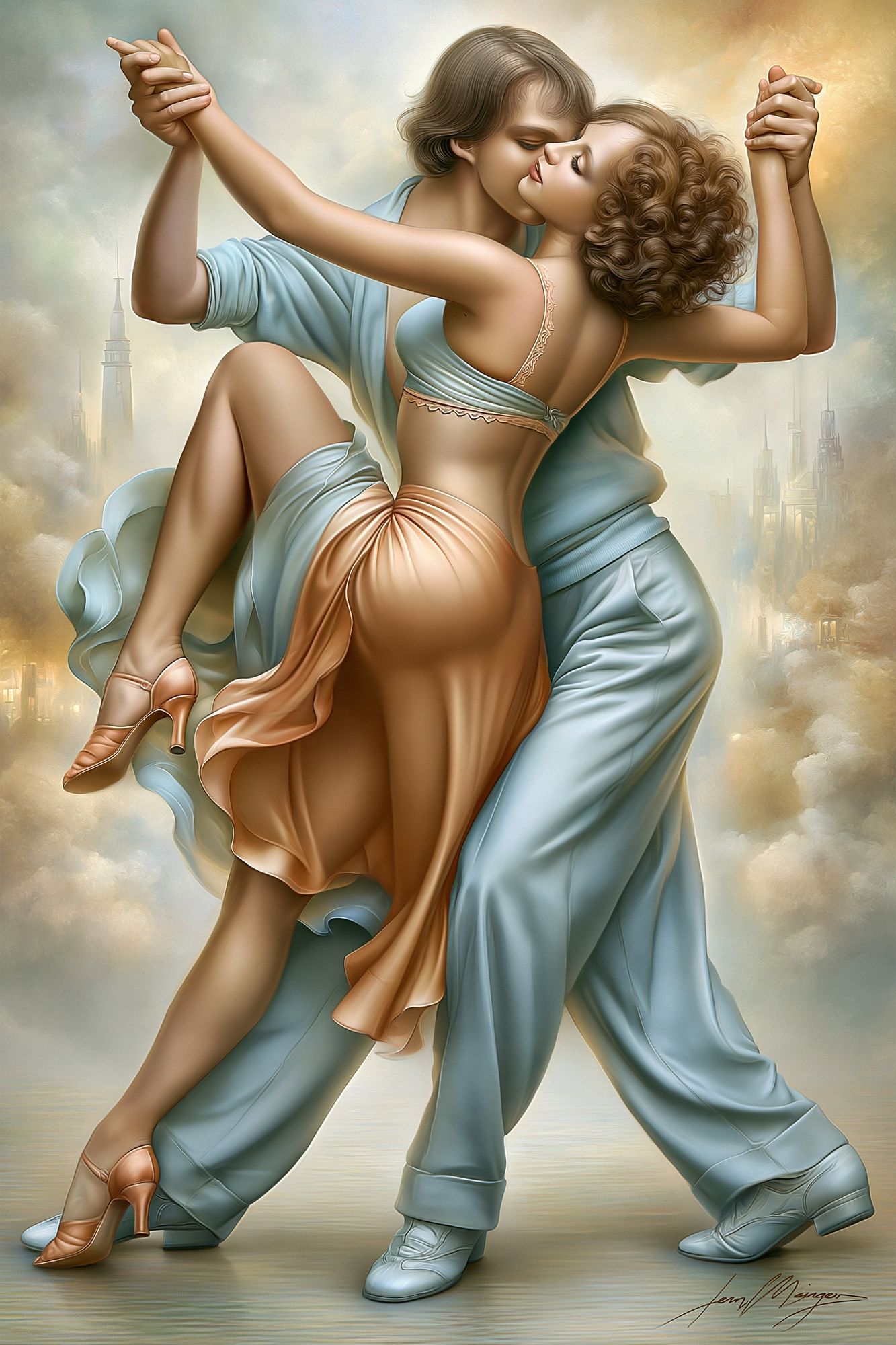 Romantic Dance Couple Illustration Poster. poster — illustration art