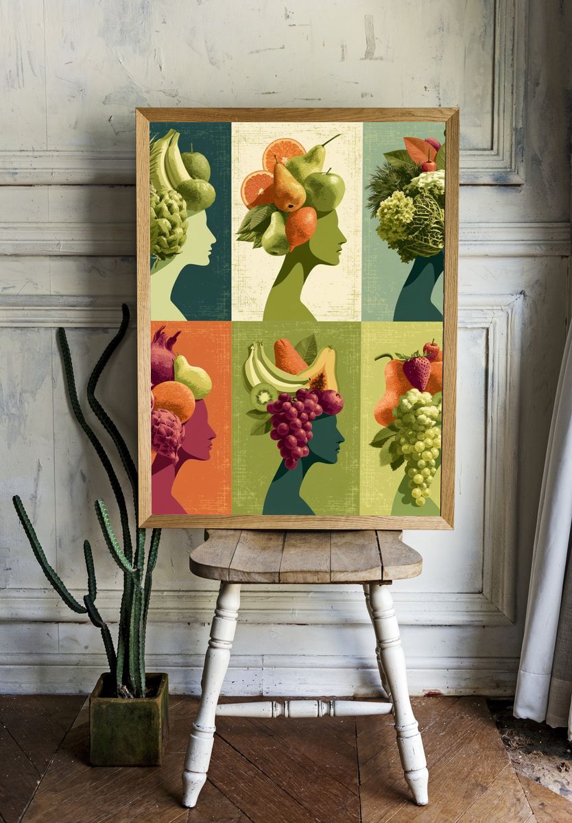 Fruit Silhouette Collage Poster. — room view 1