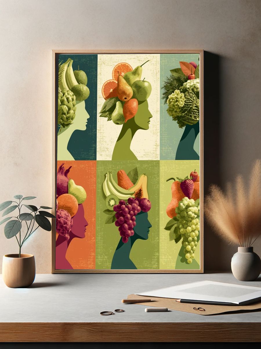 Fruit Silhouette Collage Poster. — room view 2