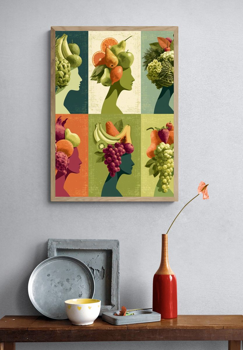 Fruit Silhouette Collage Poster. — room view 3