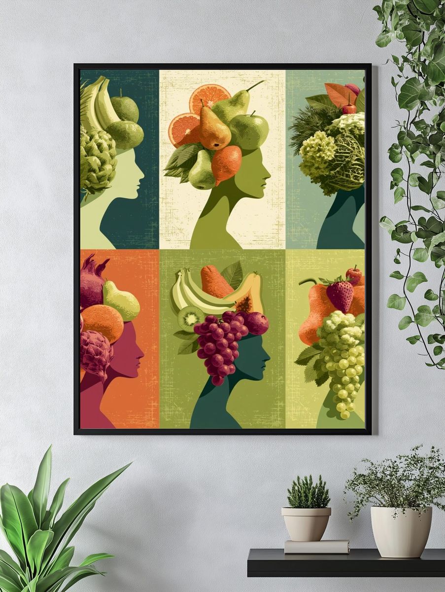 Fruit Silhouette Collage Poster. — room view 4