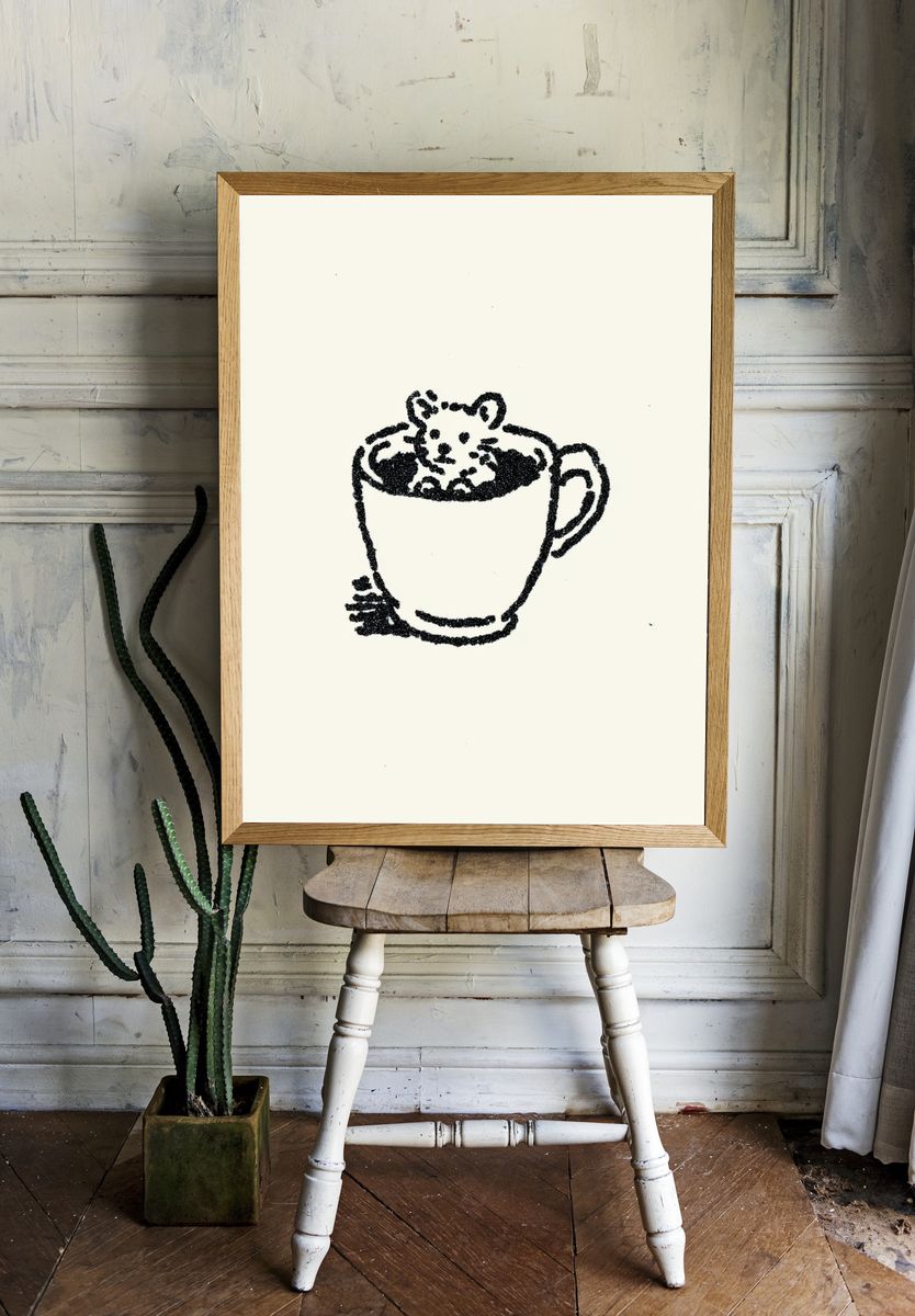 Teddy in Teacup Illustration Poster. — room view 1