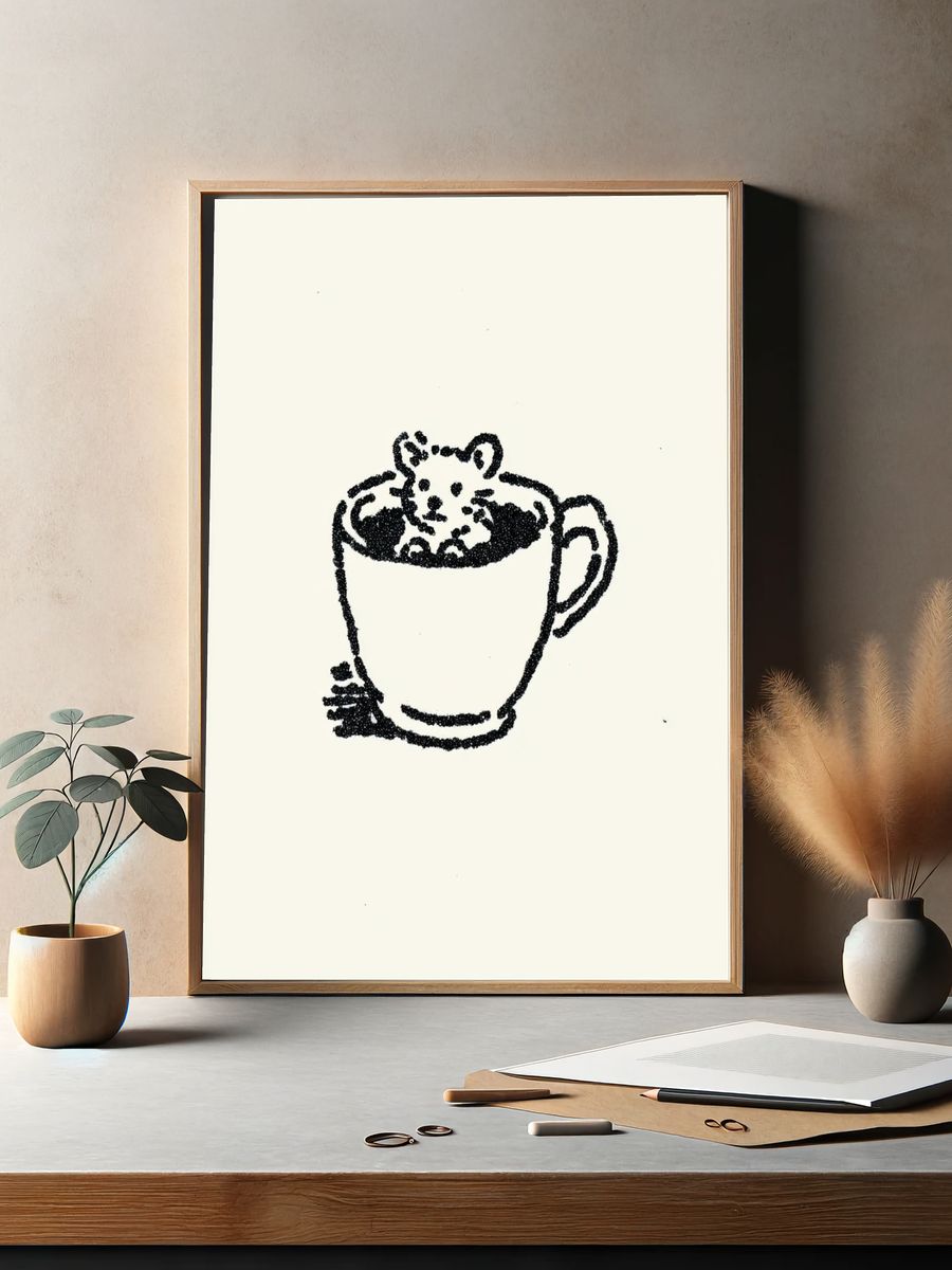 Teddy in Teacup Illustration Poster. — room view 2