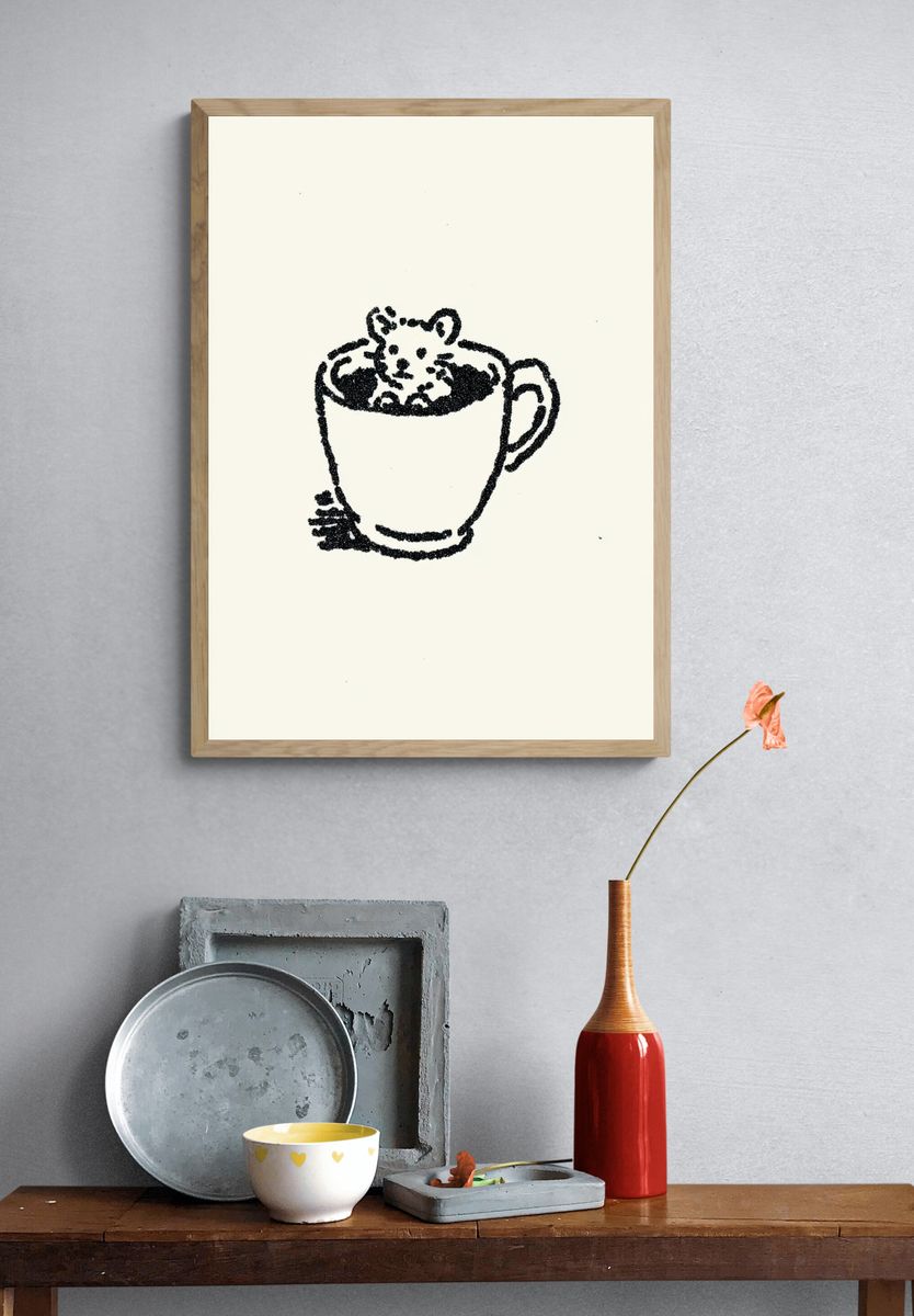 Teddy in Teacup Illustration Poster. — room view 3