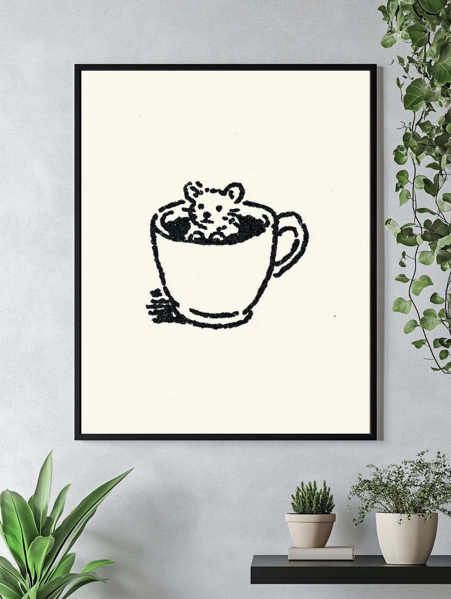 Teddy in Teacup Illustration Poster. — room view 4
