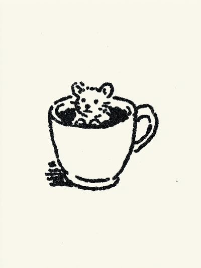 Teddy in Teacup Illustration Poster. poster
